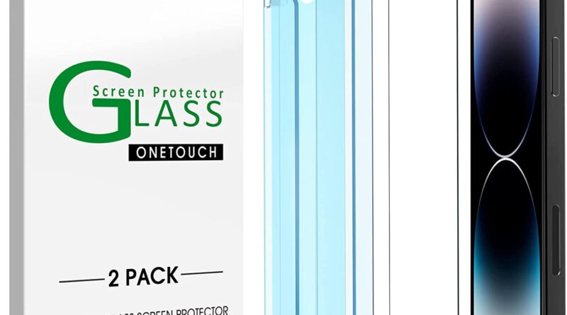 amFilm OneTouch Compatible w/ iPhone 14 Pro Max (6.7″) 2022 Tempered Glass Screen Protector,(2-Pack)